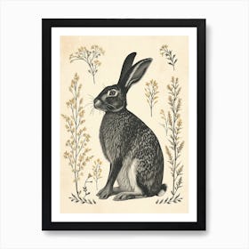 Belgian Hare Blockprint Illustration 1 Art Print