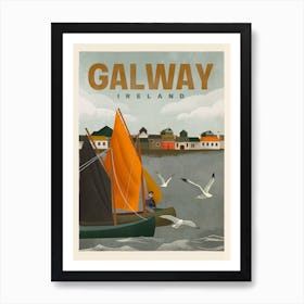 Travel Poster Galway Ireland Art Print