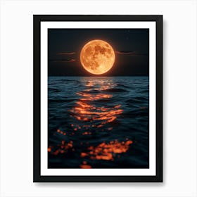 Full Moon Over The Ocean 1 Art Print