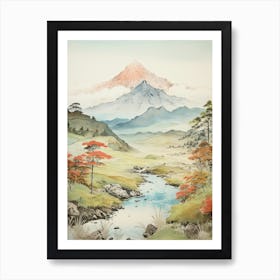 Mount Gassan In Yamagata,, Ukiyo E Drawing 3 Art Print