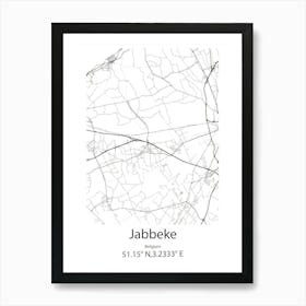 Jabbeke,Belgium Minimalist Map Art Print