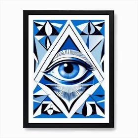 Collage Of Vision, Symbol, Third Eye Blue & White 1 Art Print