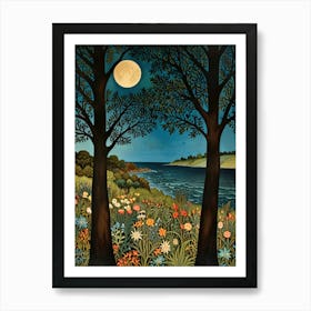 William Morris Full Moon Over The Sea 1 Art Print