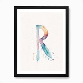 R, Letter, Alphabet Minimalist Watercolour 3 Art Print