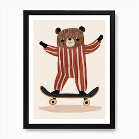 Bear On Skateboard, nursery wall art, kids room prints, playroom decor Art Print