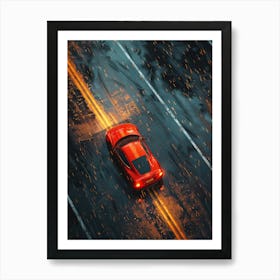 Need For Speed Car Driving In Rain Art Print