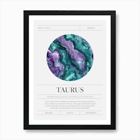 Taurus Zodiac Sign, Emerald Birthstone Crystal Gem Art Print