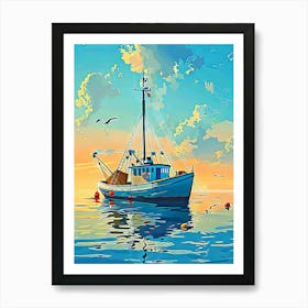 Fishing Boat At Sunset 1 Art Print