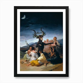 The Witches Sabbath 1798 by Francisco Goya - Witch Moon Art Print For The Dark Arts, Witchcraft, Dark Aesthetic, Gothic, Renaissance, Gallery Wall, Oil Painting Pagan Baphomet Goat Satan Worship Cool Medieval Art Print