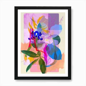 Bluebonnet 3 Neon Flower Collage Art Print