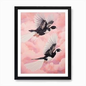Pink Ethereal Bird Painting Magpie 3 Art Print