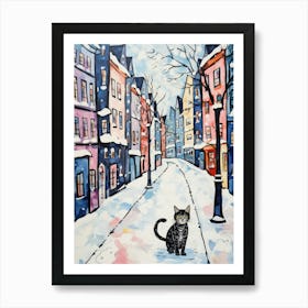 Cat In The Streets Of Munich   Germany With Snow 3 Art Print