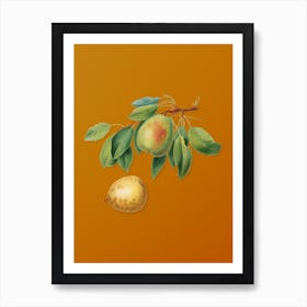 Vintage Pear Botanical on Sunset Orange n.0191 Art Print