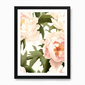 Peonies Seamless Pattern Art Print