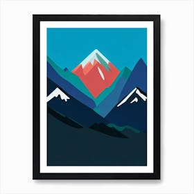Jackson Hole, Usa Modern Illustration Skiing Poster Art Print