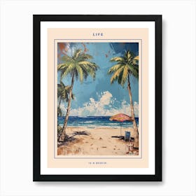 Retro Beach Scene Poster 4 Art Print