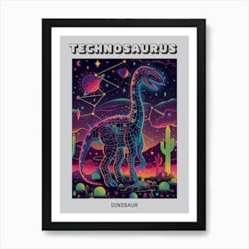 Cyber Celestial Neon Dinosaur 4 Poster Art Print