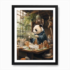 Panda Art Board Gaming Watercolour 2 Art Print