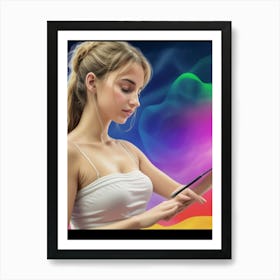 Girl Explore her universe Art Print