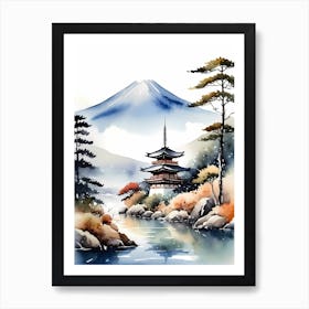 Japanese Landscape Watercolor Painting (41) 1 Art Print