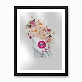 Roses On A Woman'S Face Art Print