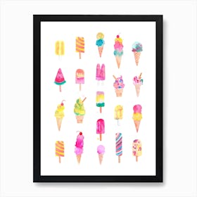 Cute Icecreams Pastel Art Print