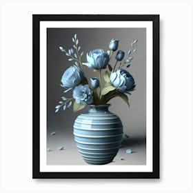 Blue Flowers In A Vase 3 Art Print