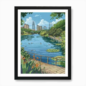 Storybook Illustration Lady Bird Lake And The Board 4 Art Print