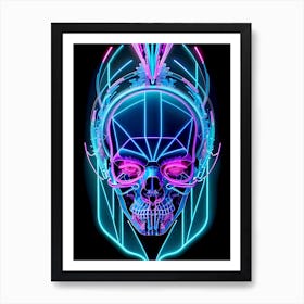 Neon Skull 30 Art Print