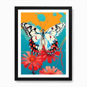 Pop Art Marbled White Butterfly 3 Art Print