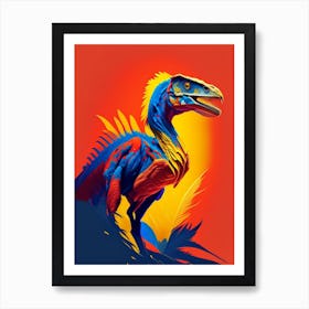 Velociraptor Primary Colours Dinosaur Art Print