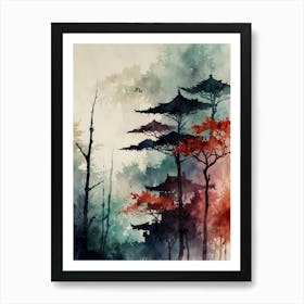 Watercolor Of Trees 3 Art Print