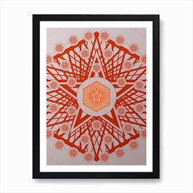Geometric Abstract Glyph Circle Array in Tomato Red n.0296 Art Print
