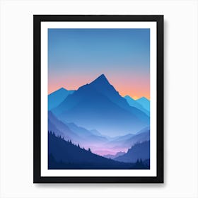 Misty Mountains Vertical Composition In Blue Tone 104 Art Print