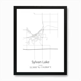 Sylvan Lake,Canada Minimalist Map Art Print