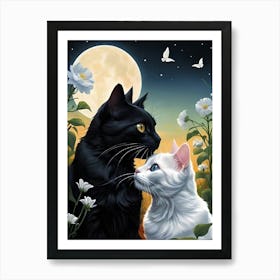 Black And White Cats Art Print