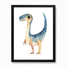 Cute Cartoondeinonychus Dinosaur Watercolour 1 Art Print