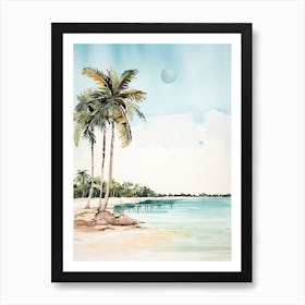Watercolour Of Playa Paraiso   Cayo Largo Cuba 0 Art Print