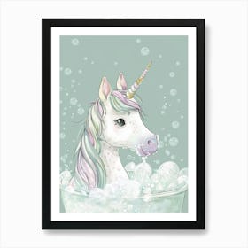 Pastel Unicorn Storybook In A Bubble Bath 2 Art Print