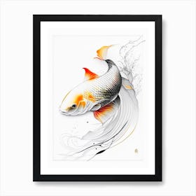 Hikari Utsurimono Koi Fish Minimal Line Drawing Art Print