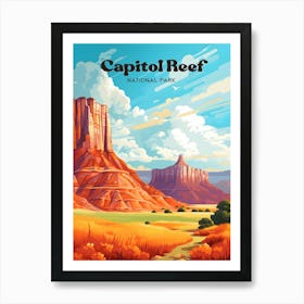 Capitol Reef National Park Utah Adventure Travel Illustration Art Print