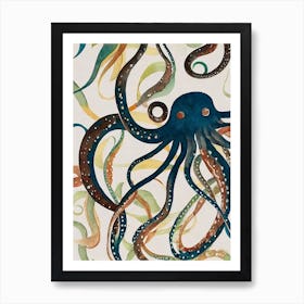 Pacific Octopus Vintage Graphic Watercolour Art Print