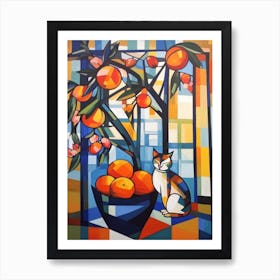 Magnolia With A Cat 2 Cubism Picasso Style Art Print