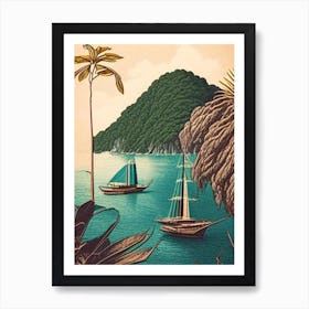 Mergui Archipelago Myanmar Vintage Sketch Tropical Destination Art Print