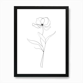 Single Flower Minimalist Line Art Monoline Illustration Art Print