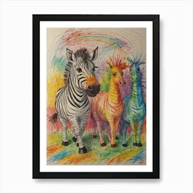 Rainbow Zebras 10 Art Print