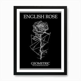 English Rose Geometric Line Drawing 4 Poster Inverted Art Print