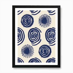 Blue And White Swirls 2 Art Print