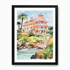 The Lodge At Pebble Beach   Pebble Beach, California   Resort Storybook Illustration 3 Art Print