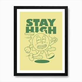 Retro Wall Art Vintage Decor Retro Cartoon Printable Art Retro Vintage Wall Art Stay High Trendy Retro Poster Art Print